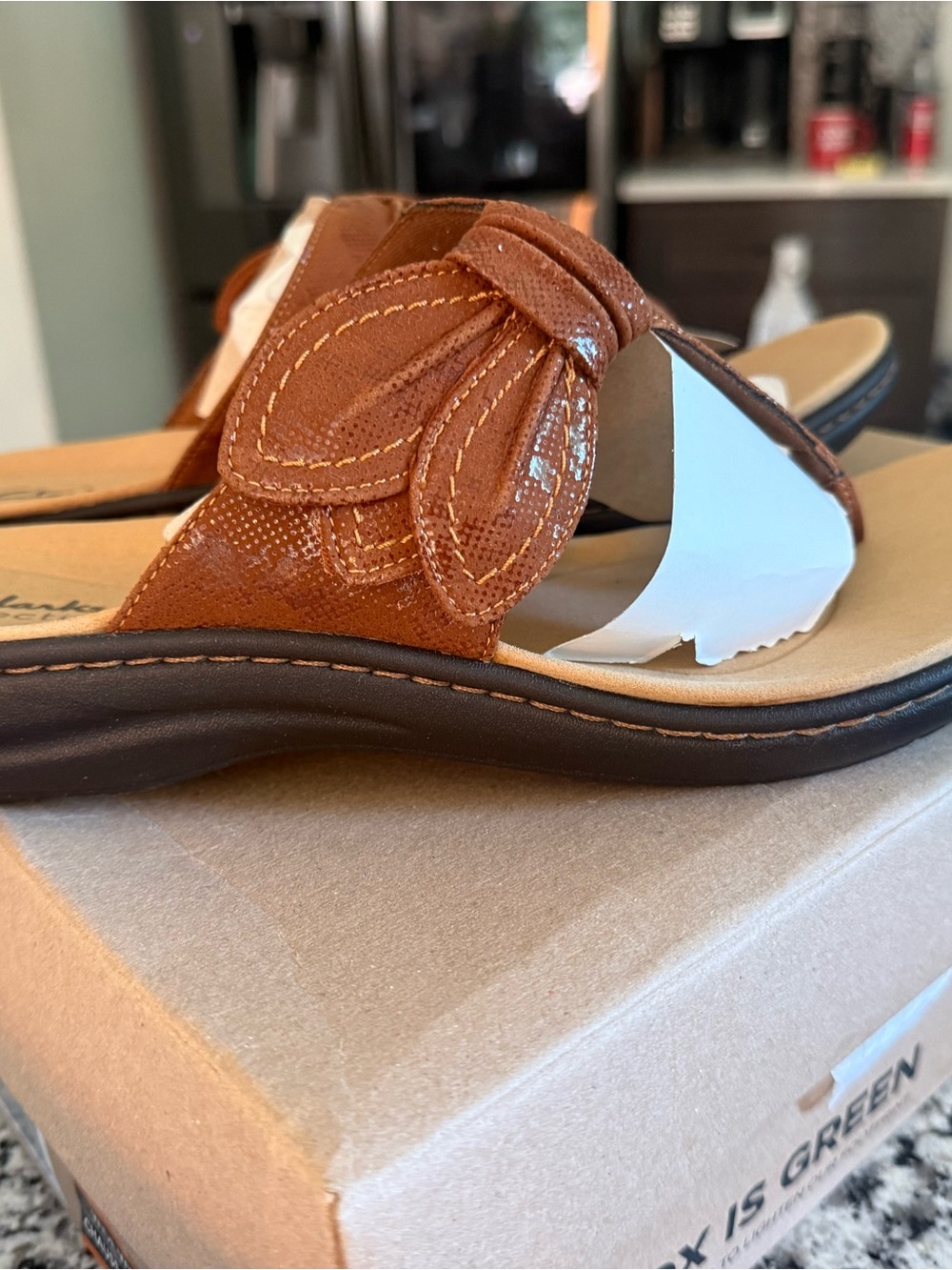 New Clarks 12w Women Comfortable Brown Women's Slide Sandals